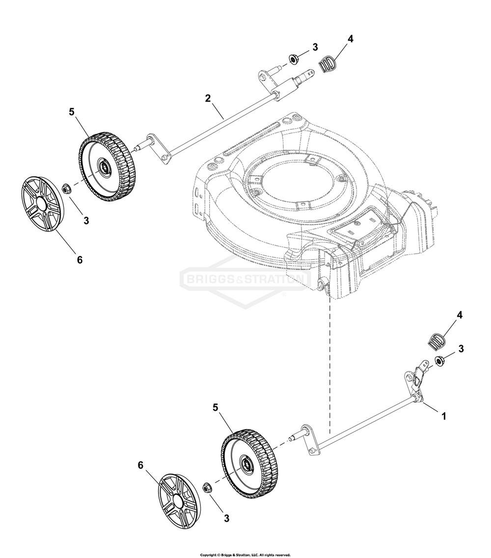 Wheels Group Diagram and Parts List for 2691807-00  Briggs and Stratton Lawn Mower